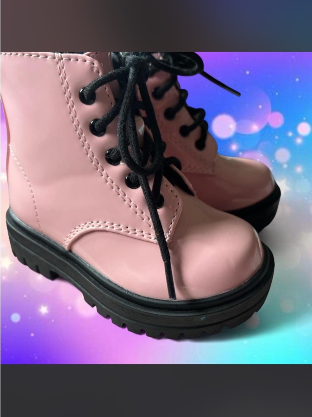 Soda Pink and Black Lace-Up Kids Boots